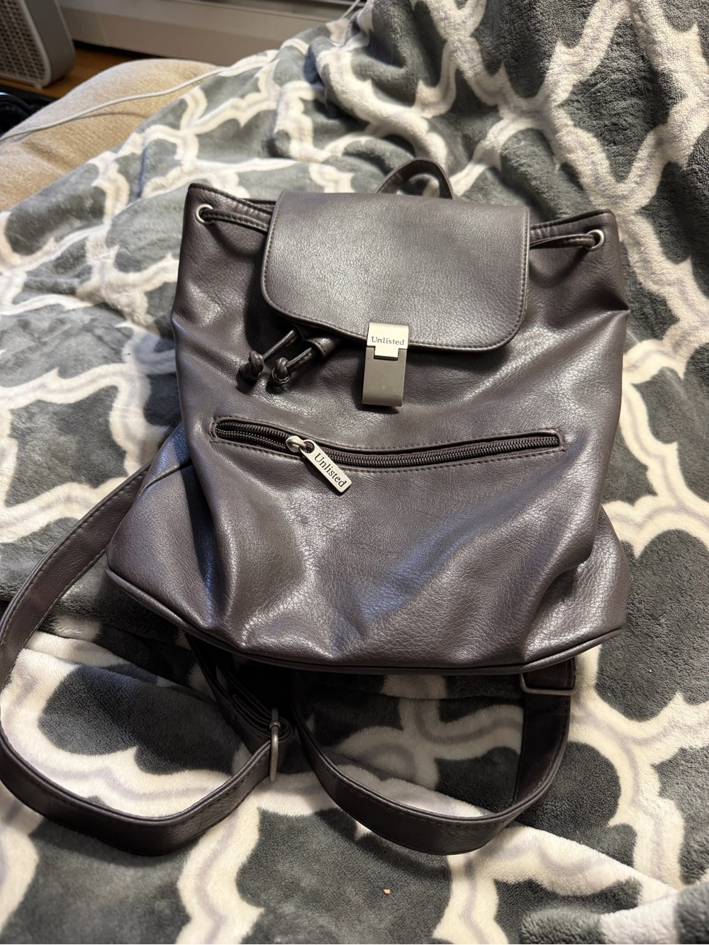 Vintage Unlisted Faux Leather Backpack in Dark Brown